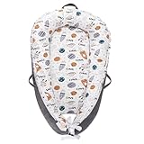 Chilling Home Baby Nest for Newborn, Portable and Adjustable Baby Lounger for 0-12 Months Boys Girls, Baby Essentials for Travel with Reversible 100% Cotton and Velvet Cover