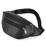 Leather Waist Bag Bum Bag Crossbody for Women Men, Waist Fanny Pack Adjustable Belt Money Pouch Phone Belt for Walking Travel
