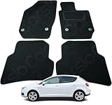 Carsio Carpet Car Mats For Seat Ibiza 2008 to 2017 4 Piece Set Tailored Fit Floor Mat Complete Accessory Black Custom Fitted - All Weather, Anti-Slip Backing & Black Trim