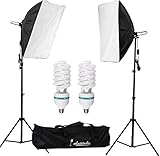 Abeststudio 2x 135W Continuous Lighting Kit 20"x28"/50x70cm Softbox Soft Box Photo Studio Set Light Bulbs Lamp 5500K Photography E27 Socket Softboxes UK Plug