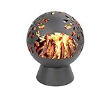 GardenCo Globe Fire Pit - Large 60cm Outdoor Round Firepit for Garden and Patio - Wood Burner Fire Basket - Weatherproof Cover (Black)