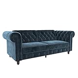 DHP Furniture Felix Chesterfield Sofa Bed Velvet Blue