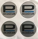 SCOOBY DESIGNS PRODRIVE ALLOY WHEEL CAP STICKER CENTRES (DOMED PLASTIC) SILVER X4 PFF7 (55MM)
