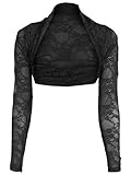 Divadames Womens Cropped Lace Shrug Ladies Bolero Black Size S/M (UK 8-12)