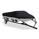 sourcing map 14-16ft 210D Boat Cover Fishing Ski Bass Speedboat V-shape Black