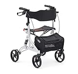 Drive DeVilbiss Rollator - 4 Wheel Walker with Seat, Backrest, Brakes - Shock-Absorbing Suspension System (Silver)