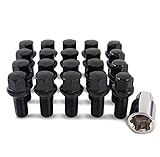 16 x Black Chrome Wheel Bolts Set with 4 x Locking Nuts for VW Volkswagen Scirocco with Genuine Alloy Wheels Part No.16BM14RB+B14RB195