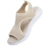 VTASQ Summer Orthopedic Slide Sandals - Washable Slingback Thick Bottom Fish Mouth Comfy Sports Knit Mesh Platform Soft Sole Casual Women's Beach White 5.5UK