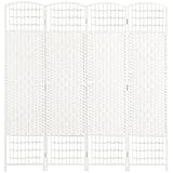 HOMCOM 4 Panel Folding Room Divider, Privacy Screen, Freestanding Paravent Partition Separator for Living Room, Bedroom and Office, 160 x 170cm, White