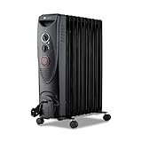 PureMate Oil Filled Radiator, 2500W/2.5KW - 11 Fin - Portable Electric Heater, 3 Power Settings, Adjustable Temperature and Thermostat, Thermal Safety Cut off & 24 Hour Timer
