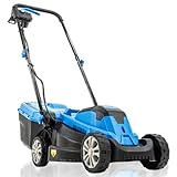 Hyundai 1300W Electric Lawn Mower, Lightweight, Compact 33cm Cutting Width Lawnmower, Foldable Handle, 11m Cable, Grass Cutter for Small Gardens, 3 Heights & 30L Collection Bag 3 Year Warranty