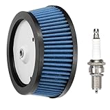 Hippotech HD-0800 29442-99E Air Filter for Har-ley Davidson Road King Dyna Softail Springer Softail Deluxe FatBoy 103 CI 95 CI Road Glide Electra Glide 29442-99A 29442-99B 29442-99C with Spark Plug