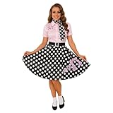 Fun Shack Womens Poodle Dress Costume - 50s Polka Dot Pink & Black Outfit for Adults - Retro Vintage Dress, Small