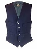 MB Clothing Mens Moleskin Waistcoat Satin Lining Back with Buckle 4 Pockets 6 Front Buttons Smart Casual Wear Sizes S Chest 36"/38" M (Large, Navy)