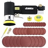 Mini Air Orbital Sander 1/2 /3 Inch DA Action Random Orbit Sander Polisher with 25mm/50mm/75mm Sanding Pad and 30PCS Sanding Discs