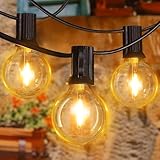 Ollny Festoon Lights Outdoor 5m, LED String Light Mains Powered, with Plug/13+1 Shatterproof G40 Bulbs/Hook, Bright Warm White Lighting Outside Indoor Tree Garden Decorations