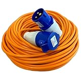 Crusader Products 25M Extension Lead Cable - Heavy Duty, 240V 16amp Camping Caravan Hook Up Cable Orange High Vis Orange Mains Power - Perfect For Campervan & Motorhome (25M)