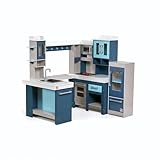 Step2 Grand Walk-In Play Kitchen made of wood | Play kitchen in U-shape in blue | Includes 15 accessories