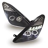 Headlights VR-1580 Front Lights Car Lamps Headlamp Headlamps Driver And Passenger Side Complete Set Headlight Angel Eyes Black compatible with Toyota Celica T230 1999 2000 2001 2002 2003 2004 2005