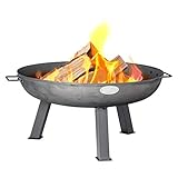 Harbour Housewares 75cm Cast Iron Fire Pit - Outdoor Garden Fire Bowl Frazier Garden Patio Heater Stove for Wood Logs, Charcoal Burning, BBQ, Camping Firepit