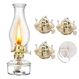 Pacify 4 Pack Oil Lamp Burner Brass Plated Oil Lamp Parts Including 9.4FT Cotton Wick #2 Replacement Burner Chimney Holder