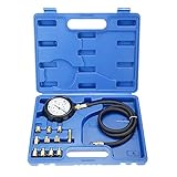 BOOMSTART 12Pcs Oil Pressure Tester, Engine Petrol Diesel Fuel Pressure Gauge Meter, Automotive Leak Test Tool Kit 0-35 Bar (0-500psi) with Adapters