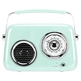 Vintage Radio Retro Radio Bluetooth Speaker, Portable Digital Radio, Handheld HiFi Stereo Sound Cute Old Fashion Style Radio Speaker for Party Outdoor (Mint Green)