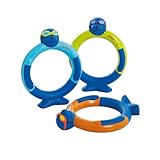 Zoggs Dive Rings, Pool Diving Toys, Brightly-Coloured Sinkies for Kids Swimming Pool Games, Confidence Building Sinkers for Swimming, Kids Age 3 & Up, Blue/Orange/Lime, 3-Pack
