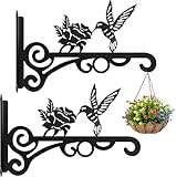 Ziwijity 2 Packs Iron Plant Hanger,Hanging Basket Brackets Wall Hooks,Metal Hangers Outdoor, Heavy Duty Plant Hooks for Hanging Plants, Bird Feeder, Wind Chime, Lantern (Black 2 PCS)