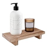 Elegant Small Wood Tray Pedestal Stand, Light Brown with Durable Waterproof Coating, Ideal for Home Decor Display & Versatile Storage Solutions