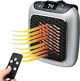 Plug in Heater, 800W Mini Portable Heater 2 Mode PTC Ceramic Heaters 1-12H Timer Overheating Protection w/Remote Control Electric Low Energy Efficient Quiet Bedroom Office Kitchen