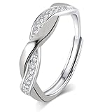 925 Sterling Silver Rings,Adjustable Thumb Rings for Women Girls,Simple Diamond Interwoven Love Couple Sterling Silver Ring,Trendy and Personalized Opening Ring