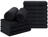 Orighty Black Salon Towel, Pack of 12 (Not Bleach Proof, 16 x 27 Inches) Super Soft and Absorbent Microfibre Hair Salon Towels for Salon, Hand, Gym, Bath, Spa and Home Hair Care