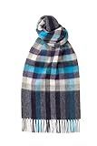 Glen Isla 100% Cashmere Scarf Classic Check Brushed 165cm x 25cm | Teal - Made In Britain