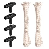 HexinYigjly 2 RollsPull Cord for Petrol Lawnmower Pull Cords, 3.5mm x 10m/32.8Ft, Lawn Mower Recoil Ropes Replacement with 4 Recoil Starter Rope Pull Cord Handles, for Chainsaw Trimmer Engine Starter