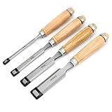 QWORK® 4 Pieces Wood Chisel Set Woodworking Carving Hand Tools 1/4", 1/2", 3/4" and 1" (6mm, 12mm, 19mm, 24mm) with Easy-Grip Handles