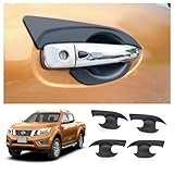 JHCHAN Door Handle Protector for Nissan Navara, 2016-2025 Exterior Car Door Handle Cover Scratch Guard, for Nissan Navara NP300 D23 Accessories (4PCS Matte Black)