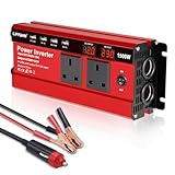 LVYUAN 1500W Power Inverter 12V to 240V AC Car Converter with 3.1A 4 USB 2 AC Sockets Dual Car Adapter With 2 LED Display