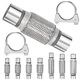 Swpeet 3Pcs 2.5 X 6 Inches Exhaust Flex Pipe with 2.5 Inches Exhaust U Clamp Kit, Universal Type Stainless Steel Double Braid Zinc Pipes Exhaust Flex Tube Ideal for Heavy Duty and Cars