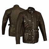 Bikers Gear Australia Classic Vintage Style Waxed Trail Blazer Leather Retro Motorcycle Jacket with CE1621-1 5 Piece Removable Armour, Brown, XL