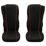 Truck Seat Covers Designd to fit DAF 106 XF CF 2 pieces BLACK RED PIPING