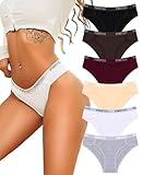 FINETOO Cotton Underwear Women Breathable Knickers For Womens Comfortable Pants Sports Briefs Women's Sexy Panties 6 Pcs Multipack-M