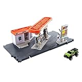 Matchbox Action Drivers Matchbox Fuel Station Playset for Kids 3 Years Old & Up, with 1 1:64 Scale Vehicle, Finger-Play Gas Pumps, & Can Connect to Other Sets, GVY84
