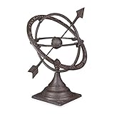 Relaxdays Antique-Style Garden Sundial, Weatherproof Garden Decor, Floor-Mount, 42 cm, Cast Iron, Patina, Green
