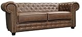 Astor Chesterfield Style Sofa Set 3+2 Seater Armchair Brown Faux Leather (3 Seater)