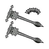 Black Antique Door Spear Door Hinge 9 Inch False Tee Door Hinges Decorative Victorian Spear Garage Gate Hinge Sliding Door Front Hinge with Matching Fixing Screws Pack of 2.