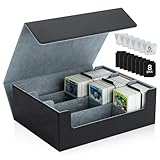 Mcbazel Card Deck Box for MTG 1800+ Cards, Magnetic Holder with 3 Rows and 8 Dividers