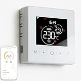 WiFi thermostat for Boiler Heating Smart Thermostat for Combi Boiler Compatible with Tuya app, 2-Wire Programmable Digital Wireless Thermostat with Voice Control, Battery-powered R9V