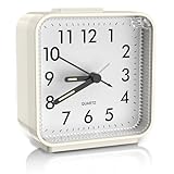 Brifit Silent Alarm Clocks Bedside, Battery Powered Non Ticking Table Clock with Luminous Pointer & Large Display, Snooze Night Light Function, Easy to Read for Heavy Sleepers, Bedroom, Office
