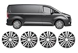 Darfox 17 inch Wheel Trims Set of 4 – Fits Vauxhall Vivaro, Asta, Zafira, Mercedes Vito, Citroen Spacetourer, Peugeot Traveller Expert, Fiat Scudo – Hubcaps for Steel Wheels – ABS with Metal Ring